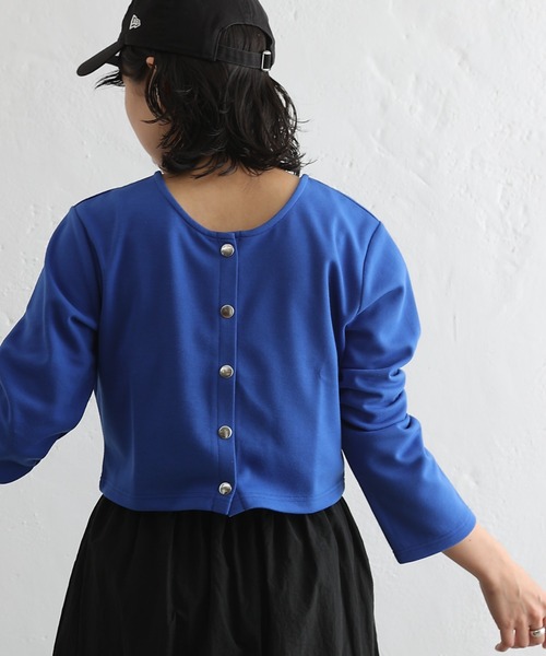 COLONY 2139（コロニートゥーワンスリーナイン）の「前後２WAY ライトダンボールドットボタンクロップトカーディガン（カーディガン/ボレロ・レディース・ホワイト/ブラック/ブルー/グリーン・FREE）」の4枚目の写真