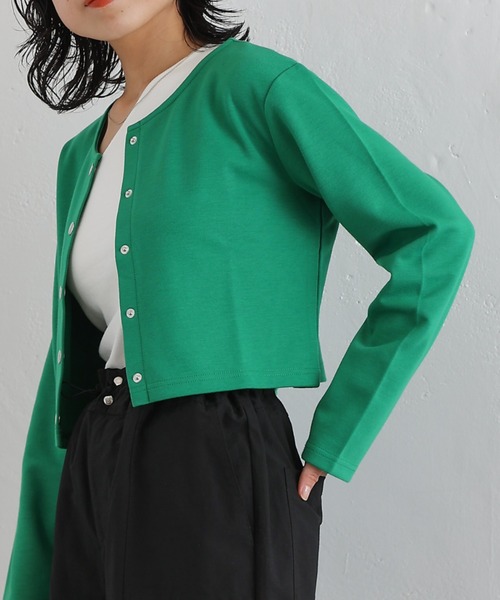 COLONY 2139（コロニートゥーワンスリーナイン）の「前後２WAY ライトダンボールドットボタンクロップトカーディガン（カーディガン/ボレロ・レディース・ホワイト/ブラック/ブルー/グリーン・FREE）」の3枚目の写真