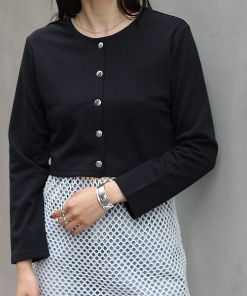 COLONY 2139（コロニートゥーワンスリーナイン）の「前後２WAY ライトダンボールドットボタンクロップトカーディガン（カーディガン/ボレロ・レディース・ホワイト/ブラック/ブルー/グリーン・FREE）」の18枚目の写真