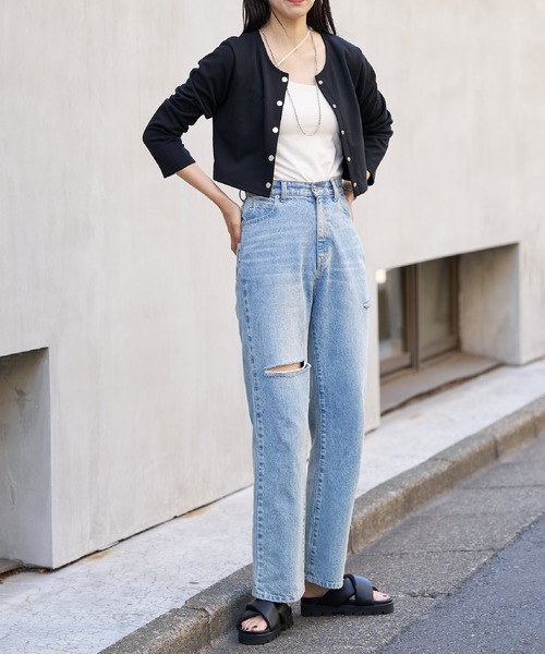 COLONY 2139（コロニートゥーワンスリーナイン）の「前後２WAY ライトダンボールドットボタンクロップトカーディガン（カーディガン/ボレロ・レディース・ホワイト/ブラック/ブルー/グリーン・FREE）」の14枚目の写真