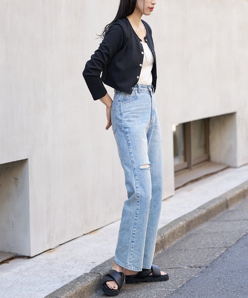 COLONY 2139（コロニートゥーワンスリーナイン）の「前後２WAY ライトダンボールドットボタンクロップトカーディガン（カーディガン/ボレロ・レディース・ホワイト/ブラック/ブルー/グリーン・FREE）」の16枚目の写真