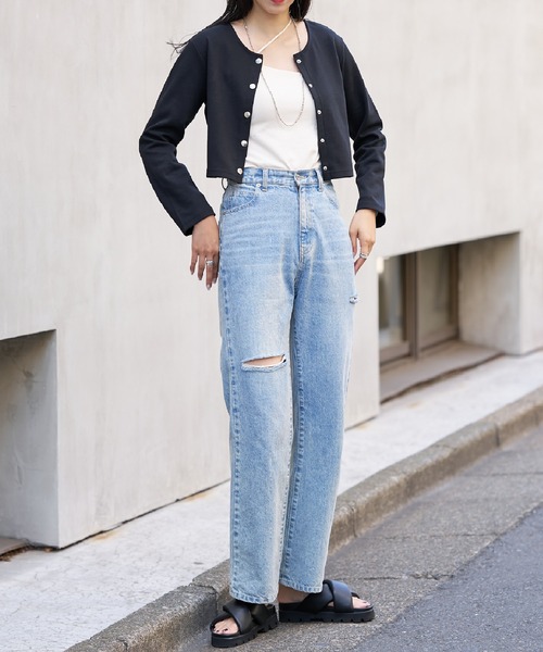 COLONY 2139（コロニートゥーワンスリーナイン）の「前後２WAY ライトダンボールドットボタンクロップトカーディガン（カーディガン/ボレロ・レディース・ホワイト/ブラック/ブルー/グリーン・FREE）」の17枚目の写真