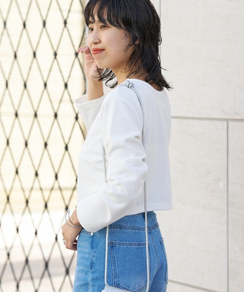 COLONY 2139（コロニートゥーワンスリーナイン）の「前後２WAY ライトダンボールドットボタンクロップトカーディガン（カーディガン/ボレロ・レディース・ホワイト/ブラック/ブルー/グリーン・FREE）」の6枚目の写真