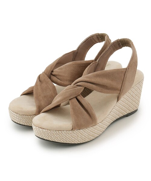 SHOO・LA・RUE（シューラルー）の「◆やわらかひねりウェッジサンダル（サンダル・レディース・チョコ/ベージュ/イエロー・35/45）」の3枚目の写真