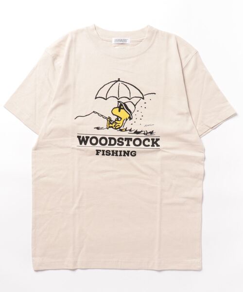 PEANUTS(ピーナッツ)の「LUMBER SNOOPY PRINT T-SHIRTS(Tシャツ/カットソー・メンズ・オレンジ/チャコール/アイボリー・M/L)」の1枚目の写真
