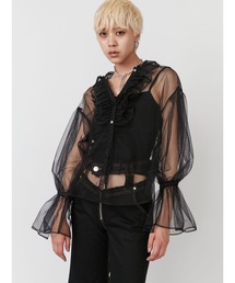 PAMEO POSE | Tulle Ruffle Gather Shirt(シャツ/ブラウス)