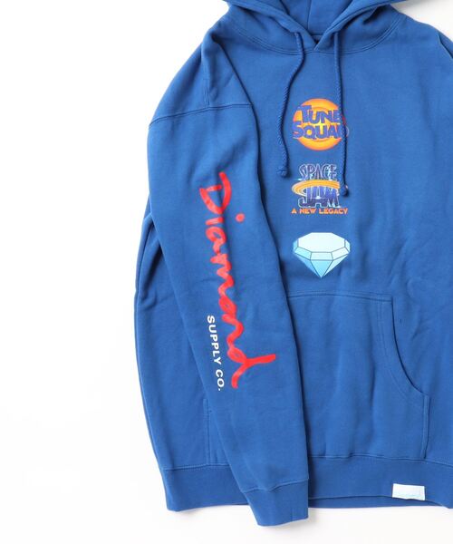 Diamond SUPPLY CO.(ダイアモンドサプライ)の「Diamond Supply Co./ダイアモンド オーバーサイズ バックプリントパーカー D21DMPF304(パーカー・メンズ・ブルー/ブラック・M/XL/L)」の4枚目の写真