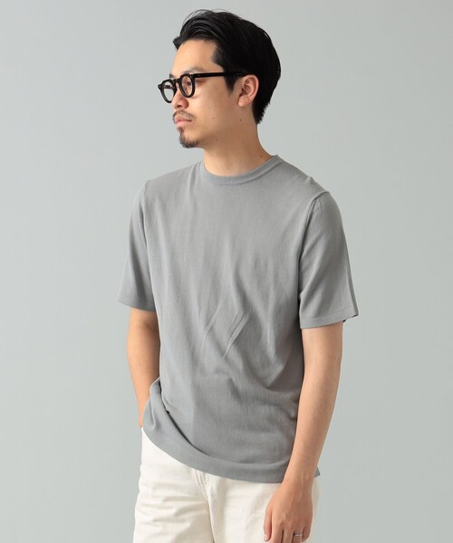 MORGANO（モルガーノ）の「MORGANO × BEAMS F / 別注 クルーネック ニット（Tシャツ/カットソー・メンズ・シルバー/ミント/ブルー系その他3・48/50/46）」の3枚目の写真