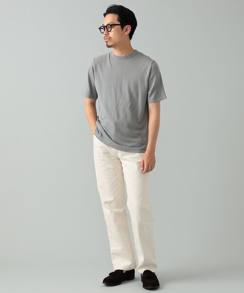 MORGANO（モルガーノ）の「MORGANO × BEAMS F / 別注 クルーネック ニット（Tシャツ/カットソー・メンズ・シルバー/ミント/ブルー系その他3・48/50/46）」の4枚目の写真