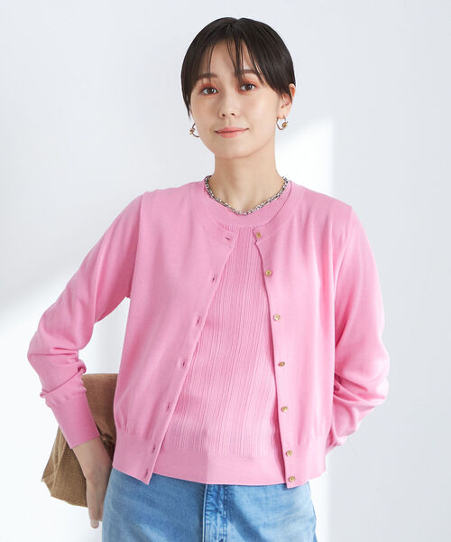 セール】《手洗い可能》《アンサンブル対応》綿アセメタル釦クルー