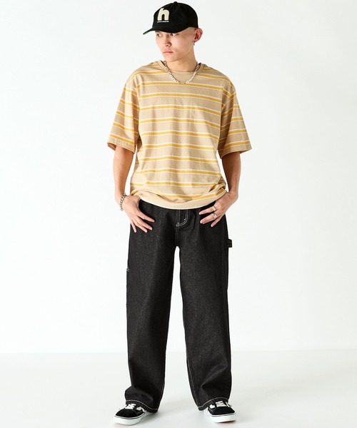 NYUDROP（ニュードロップ）の「【NYUDROP】LOGO PAINTER DENIM PANTS/刺繍ペインターデニムパンツ（デニムパンツ・メンズ・カーキ/ブラック/インディゴブルー・M/L/XL）」の11枚目の写真