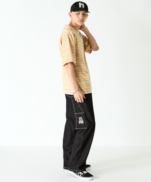 NYUDROP（ニュードロップ）の「【NYUDROP】LOGO PAINTER DENIM PANTS/刺繍ペインターデニムパンツ（デニムパンツ・メンズ・カーキ/ブラック/インディゴブルー・M/L/XL）」の12枚目の写真