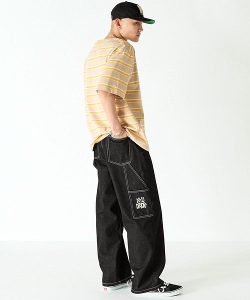 NYUDROP（ニュードロップ）の「【NYUDROP】LOGO PAINTER DENIM PANTS/刺繍ペインターデニムパンツ（デニムパンツ・メンズ・カーキ/ブラック/インディゴブルー・M/L/XL）」の13枚目の写真