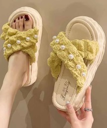 レディースのサンダル（イエロー/黄色系・厚底）ファッション通販