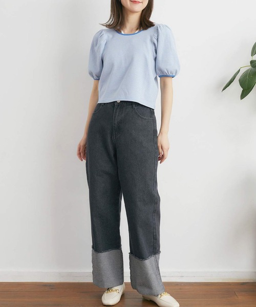 RETRO GIRL（レトロガール）の「２WAYカノコボーダーTee（Tシャツ/カットソー・レディース・ブルー系その他3/ブラック系その他3/グリーン系その他3・FREE）」の7枚目の写真