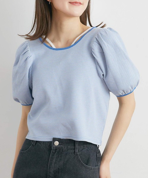 RETRO GIRL（レトロガール）の「２WAYカノコボーダーTee（Tシャツ/カットソー・レディース・ブルー系その他3/ブラック系その他3/グリーン系その他3・FREE）」の4枚目の写真