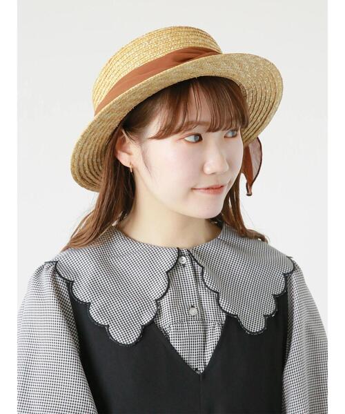 ehka sopo（エヘカソポ）の「しぼしぼリボンカンカン帽（ハット・レディース・ブラウン/オフホワイト/ブラック・F）」の10枚目の写真