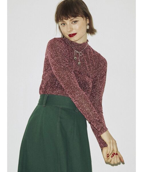 jouetie（ジュエティ）の「ラメシアーハイネックトップス（Tシャツ/カットソー・レディース・ブラック/ピンク/ブルー/グリーン/シルバー・MEDIUM）」の11枚目の写真