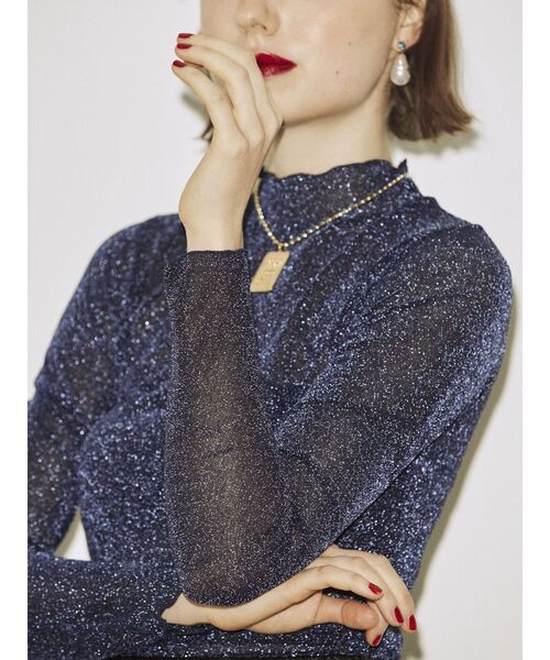 jouetie（ジュエティ）の「ラメシアーハイネックトップス（Tシャツ/カットソー・レディース・ブラック/ピンク/ブルー/グリーン/シルバー・MEDIUM）」の14枚目の写真