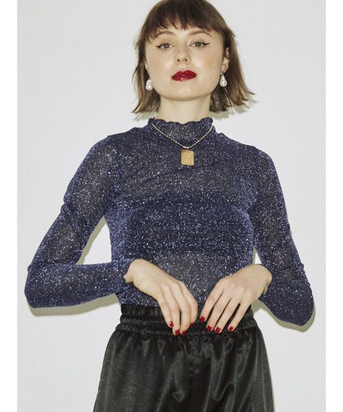 jouetie（ジュエティ）の「ラメシアーハイネックトップス（Tシャツ/カットソー・レディース・ブラック/ピンク/ブルー/グリーン/シルバー・MEDIUM）」の15枚目の写真