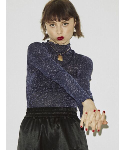 jouetie（ジュエティ）の「ラメシアーハイネックトップス（Tシャツ/カットソー・レディース・ブラック/ピンク/ブルー/グリーン/シルバー・MEDIUM）」の18枚目の写真