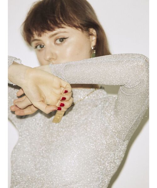 jouetie（ジュエティ）の「ラメシアーハイネックトップス（Tシャツ/カットソー・レディース・ブラック/ピンク/ブルー/グリーン/シルバー・MEDIUM）」の19枚目の写真