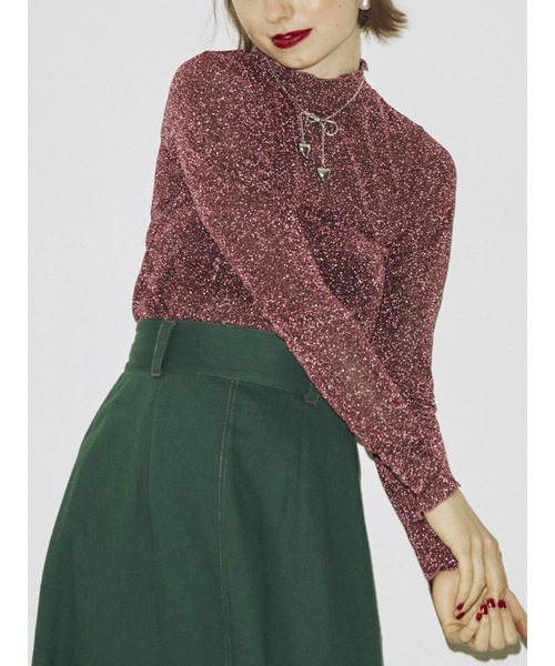 jouetie（ジュエティ）の「ラメシアーハイネックトップス（Tシャツ/カットソー・レディース・ブラック/ピンク/ブルー/グリーン/シルバー・MEDIUM）」の5枚目の写真