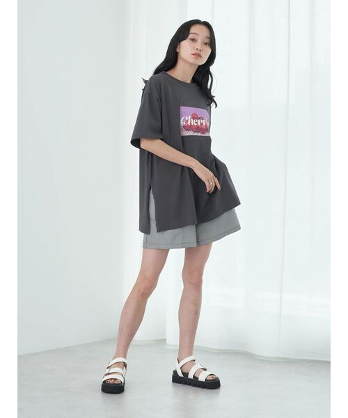 earth music&ecology(アースミュージックアンドエコロジー)の「フルーツプリントTEE(Tシャツ/カットソー・レディース・ベージュ/オフホワイト/チャコールグレー・FREE)」の15枚目の写真