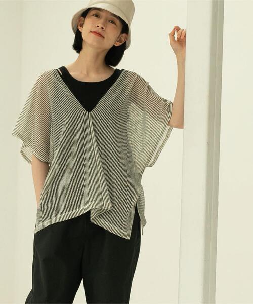 coen(コーエン)の「【WEB限定】シアーVネックベスト(Tシャツ/カットソー・レディース・ブラック/ブラウン/ナチュラル・FREE)」の5枚目の写真