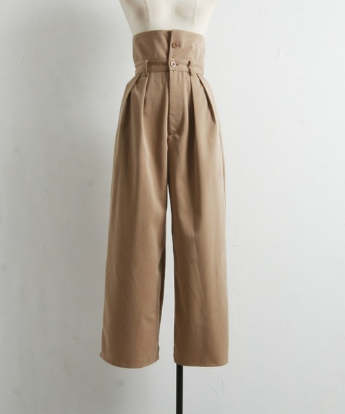 &. NOSTALGIA（アンドドットノスタルジア）の「ウエストデザインタックワイドパンツ（その他パンツ・レディース・ベージュ/グレー・FREE）」の4枚目の写真