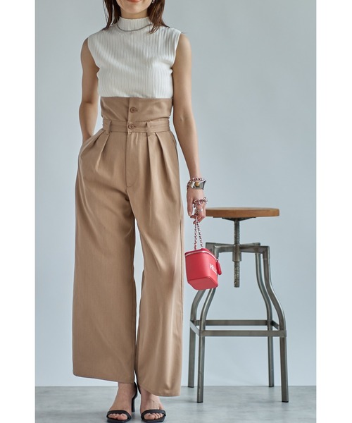 &. NOSTALGIA（アンドドットノスタルジア）の「ウエストデザインタックワイドパンツ（その他パンツ・レディース・ベージュ/グレー・FREE）」の11枚目の写真