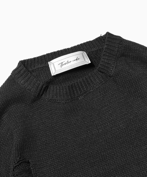 Theater code（シアターコード）の「▲damage design knit/ダメージ デザイン ニット（ニット/セーター・メンズ・ブラック/グレー・M/L/XL）」の8枚目の写真