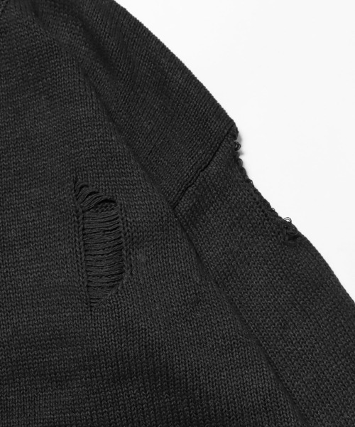 Theater code（シアターコード）の「▲damage design knit/ダメージ デザイン ニット（ニット/セーター・メンズ・ブラック/グレー・M/L/XL）」の7枚目の写真