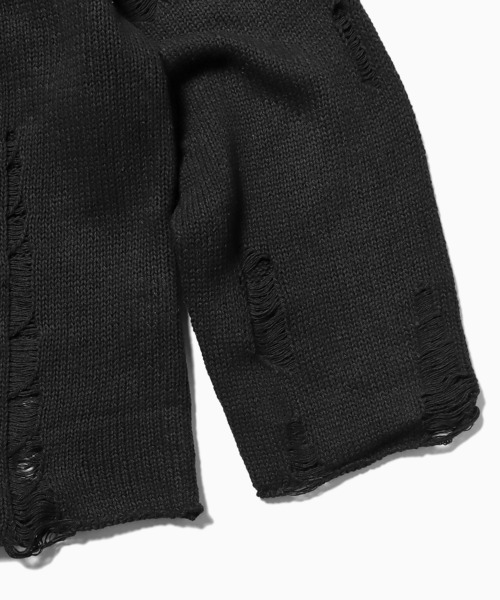 Theater code（シアターコード）の「▲damage design knit/ダメージ デザイン ニット（ニット/セーター・メンズ・ブラック/グレー・M/L/XL）」の6枚目の写真