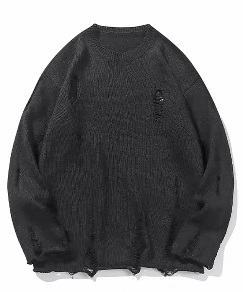 Theater code（シアターコード）の「▲damage design knit/ダメージ デザイン ニット（ニット/セーター・メンズ・ブラック/グレー・M/L/XL）」の17枚目の写真