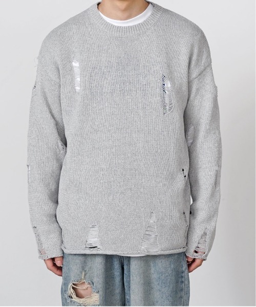 Theater code（シアターコード）の「▲damage design knit/ダメージ デザイン ニット（ニット/セーター・メンズ・ブラック/グレー・M/L/XL）」の19枚目の写真