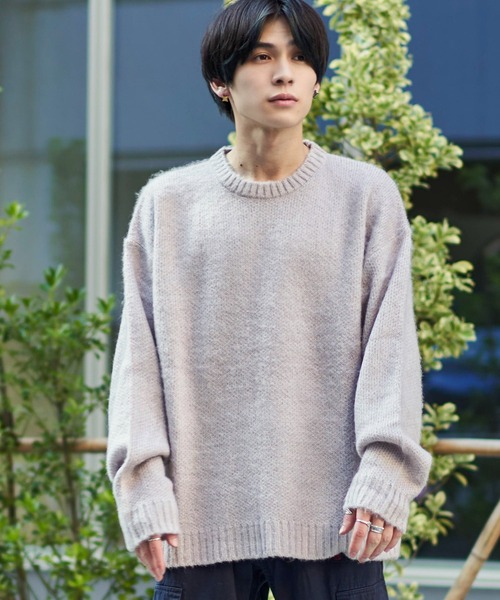 ADPOSION(アドポーション)の「モヘアタッチクルーネックニット(ニット/セーター・メンズ・グリーン/ブルー/マスタード/チャコールグレー/グレー/レッド/ブラック/ブラック系1/レッド系1/ブルー系1・LARGE/MEDIUM)」の13枚目の写真