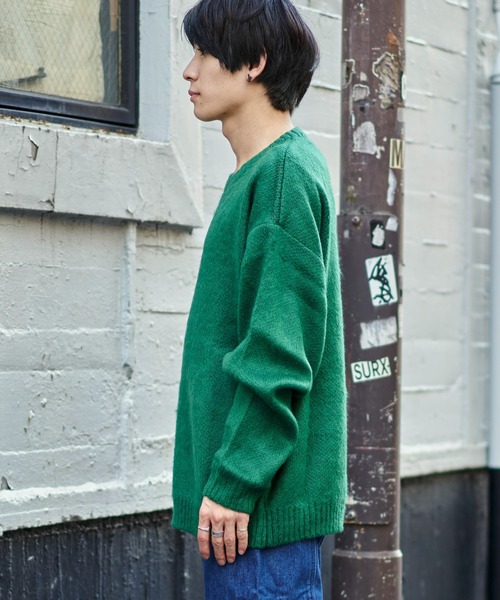 ADPOSION(アドポーション)の「モヘアタッチクルーネックニット(ニット/セーター・メンズ・グリーン/ブルー/マスタード/チャコールグレー/グレー/レッド/ブラック/ブラック系1/レッド系1/ブルー系1・LARGE/MEDIUM)」の19枚目の写真