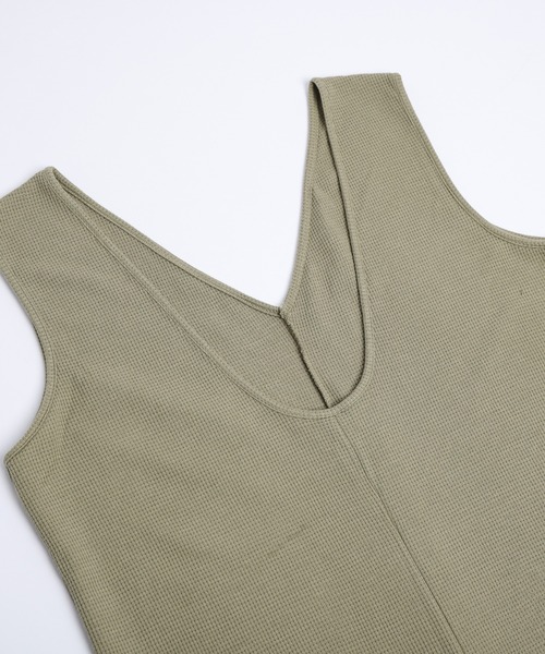 AMELY（エミリー）の「2Wayワッフルサロペット（サロペット/オーバーオール・レディース・ブラウン/オフホワイト/カーキ/ブラック/グレー/チャコールグレー/ブルー/ベージュ系・C/M/L）」の16枚目の写真