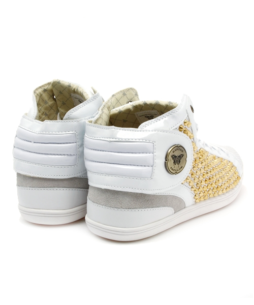 BARONS PAPILLOM（バロンパピヨム）の「ブランド[BARONS PAPILLOM] Barons Punched Leather White（スニーカー・メンズ・ホワイト×ゴールド・44/41/43/42/40）」の3枚目の写真