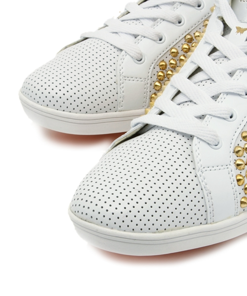 BARONS PAPILLOM（バロンパピヨム）の「ブランド[BARONS PAPILLOM] Barons Punched Leather White（スニーカー・メンズ・ホワイト×ゴールド・44/41/43/42/40）」の4枚目の写真