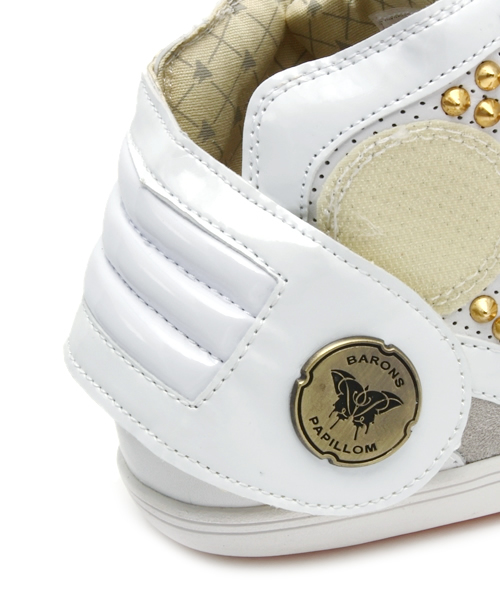 BARONS PAPILLOM（バロンパピヨム）の「ブランド[BARONS PAPILLOM] Barons Punched Leather White（スニーカー・メンズ・ホワイト×ゴールド・44/41/43/42/40）」の6枚目の写真