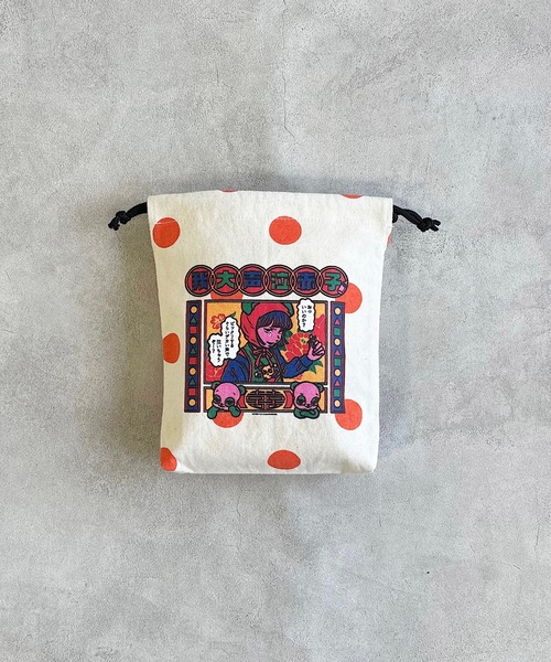 MARKEY'S（マーキーズ）の「【原田ちあき×MARKEY'S】別注巾着S(A)（ポーチ・キッズ・マルチ/オレンジ/キナリ・FREE）」の3枚目の写真