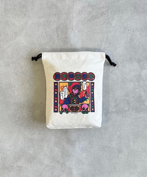 MARKEY'S（マーキーズ）の「【原田ちあき×MARKEY'S】別注巾着S(A)（ポーチ・キッズ・マルチ/オレンジ/キナリ・FREE）」の2枚目の写真