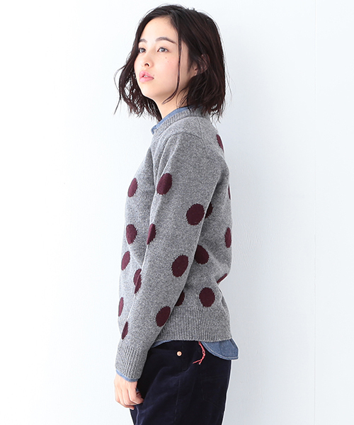 BEAMS BOY（ビームスボーイ）の「BEAMS BOY / 7ゲージ ドットクルーニット（ニット/セーター・レディース・グレー/ブラック/ブルー・ONE SIZE）」の21枚目の写真