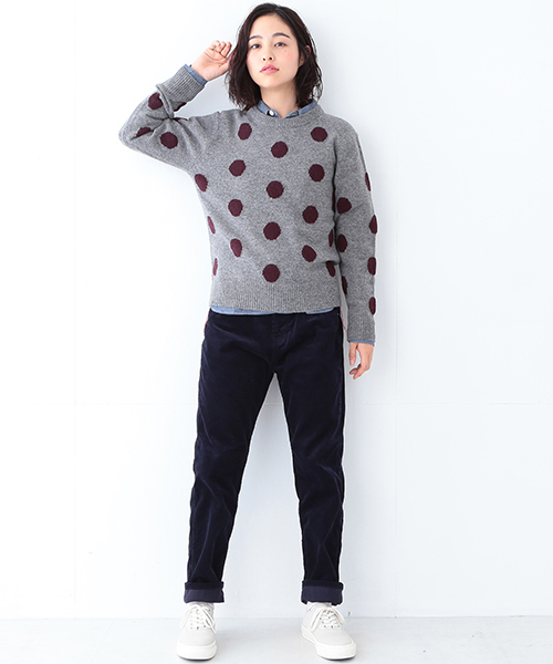 BEAMS BOY（ビームスボーイ）の「BEAMS BOY / 7ゲージ ドットクルーニット（ニット/セーター・レディース・グレー/ブラック/ブルー・ONE SIZE）」の19枚目の写真