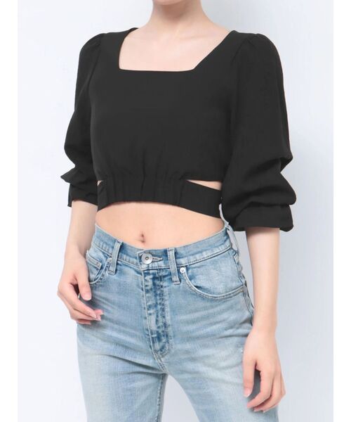 GYDA(ジェイダ)の「BACKリボン スクエアネック BL(シャツ/ブラウス・レディース・ブラック/オリーブ/オフホワイト・FREE)」の2枚目の写真