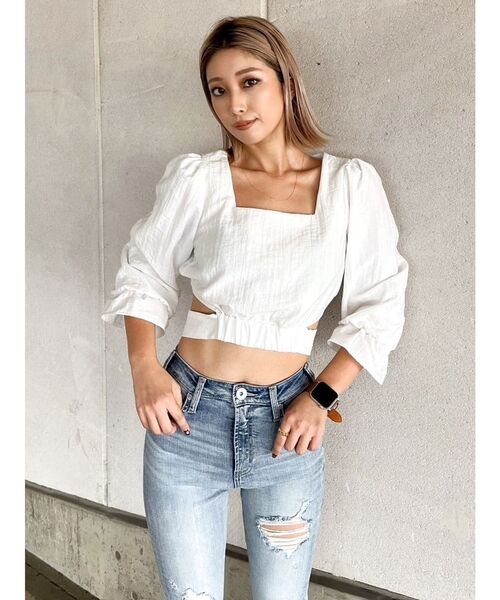 GYDA(ジェイダ)の「BACKリボン スクエアネック BL(シャツ/ブラウス・レディース・ブラック/オリーブ/オフホワイト・FREE)」の19枚目の写真