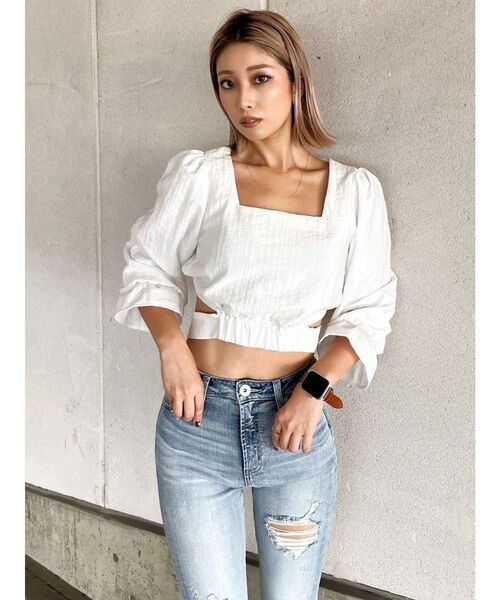 GYDA(ジェイダ)の「BACKリボン スクエアネック BL(シャツ/ブラウス・レディース・ブラック/オリーブ/オフホワイト・FREE)」の20枚目の写真