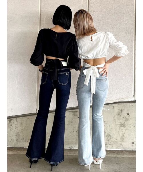 GYDA(ジェイダ)の「BACKリボン スクエアネック BL(シャツ/ブラウス・レディース・ブラック/オリーブ/オフホワイト・FREE)」の14枚目の写真